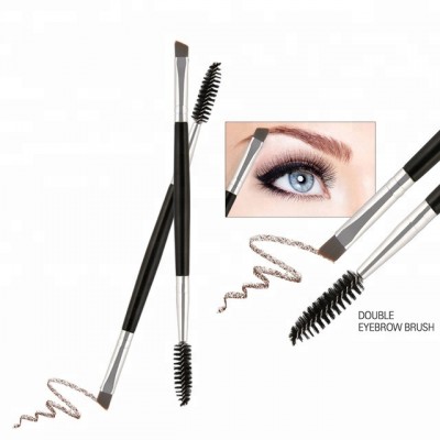 Makeup brush set cosmetics double sided eyebrow brush with spoolie